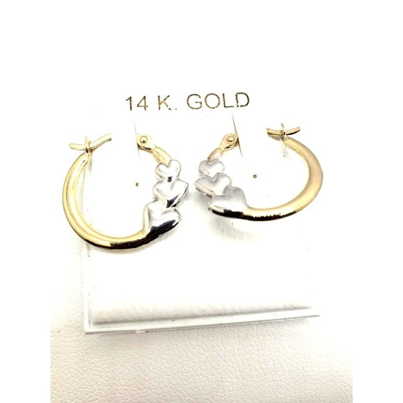14K REAL GOLD Super Light Hollow Hearts Hoop Earrings - Picture 10 of 12